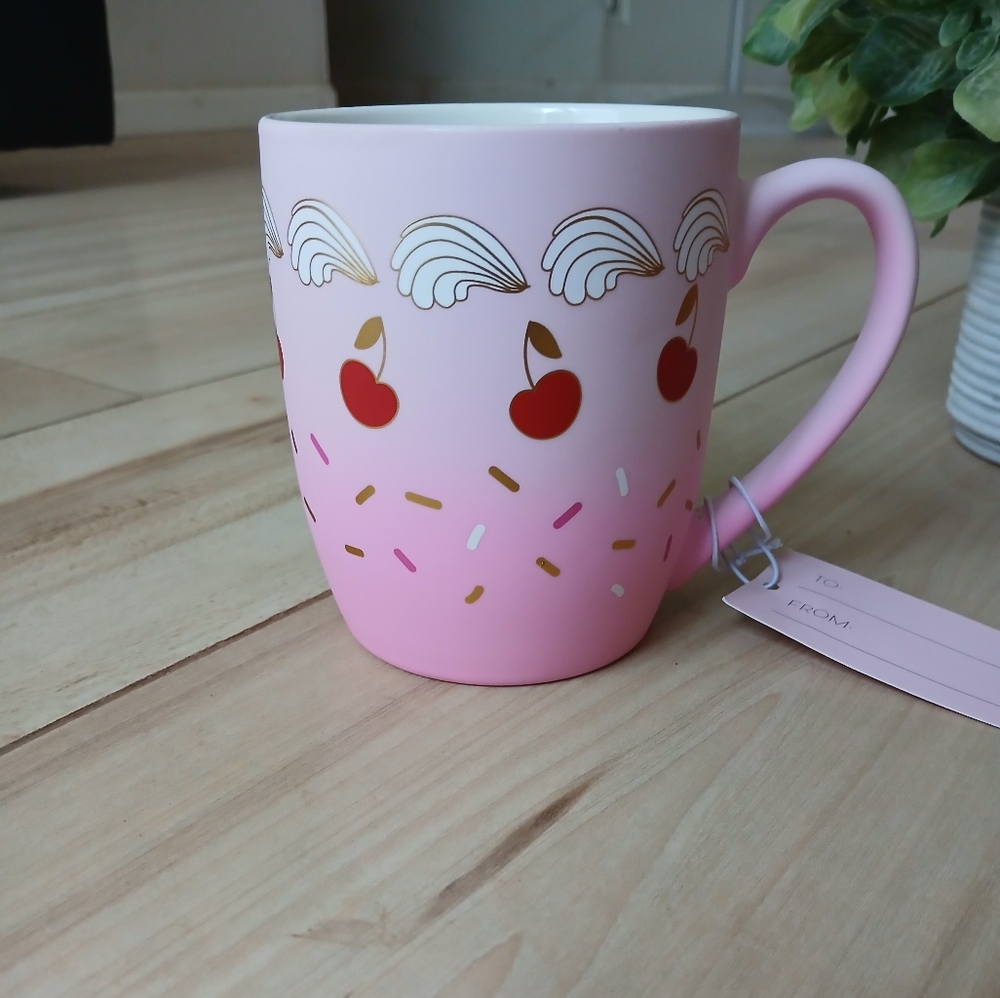 NWT Petal & Pearl Mug with Cherry & Whipped Cream Design! Coffee Or Tea Mug